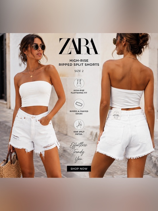 Zara Pants - ZARA High-Rise Ripped Split Shorts Size 2 - New with tags